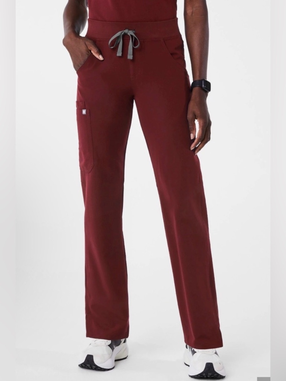 New Figs Kade High Rise Cargo Scrub Pants Burgundy Straight Leg 2xl